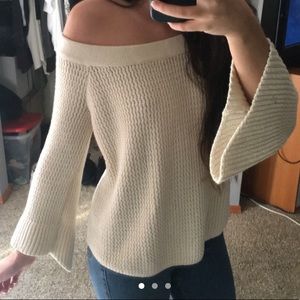 Abercrombie off the shoulder bell sleeve sweater